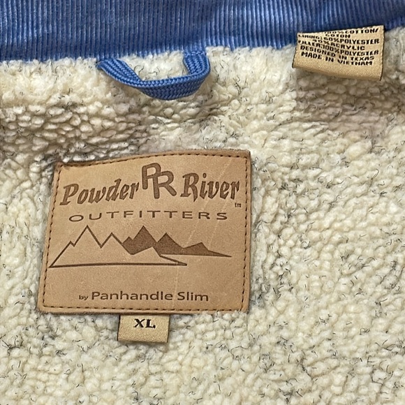 Vtg Powder River Outfitters Chore Sherpa Lined Jacket Coat Light Blue Canvas XL - Picture 8 of 15